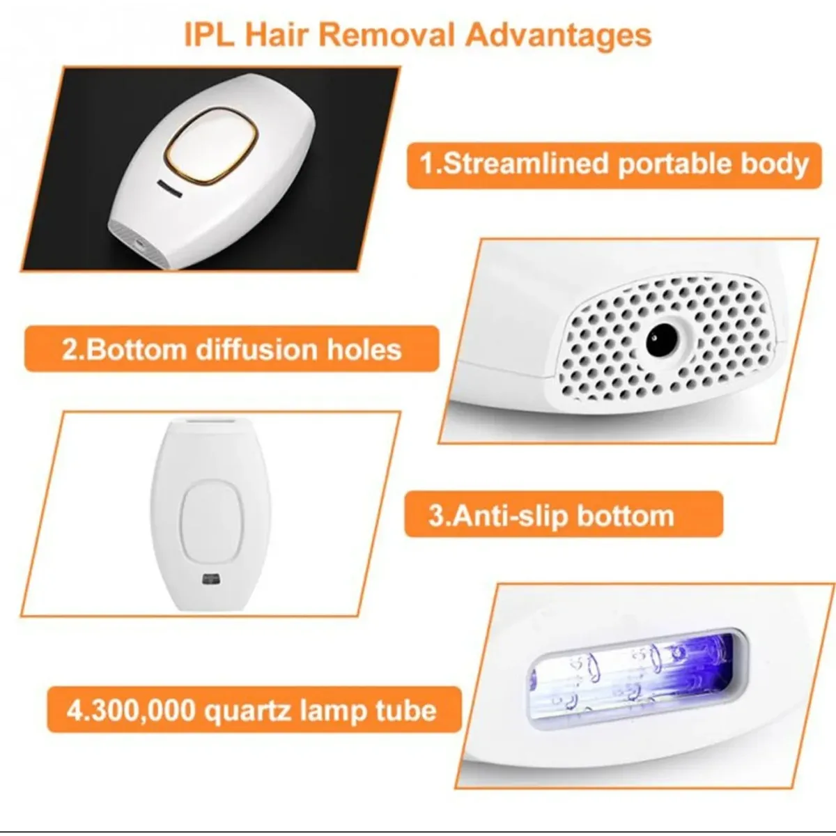 IPL hair removal handset with safety glasses and razor – photo 3