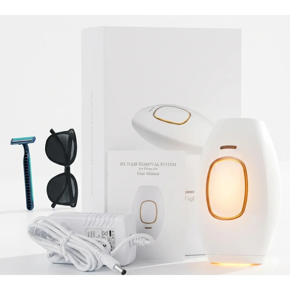 IPL hair removal handset with safety glasses and razor – photo 5