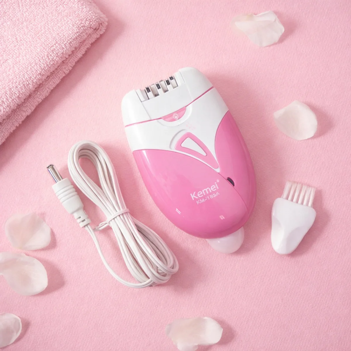 Pink and white Kemei KM-189A epilator