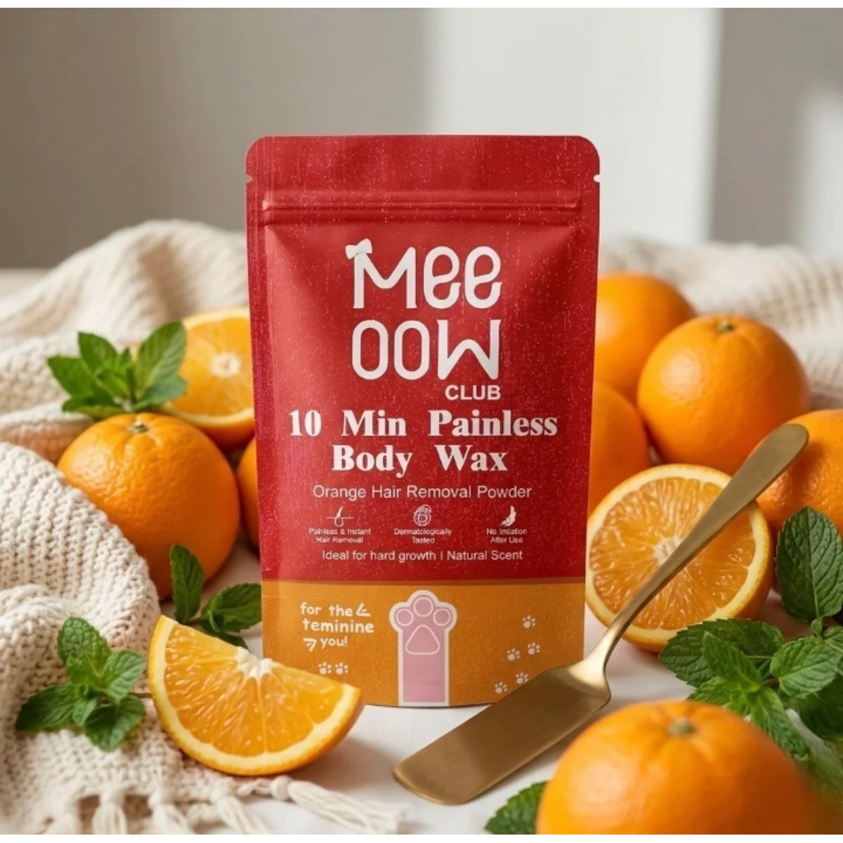 Meeoow Club 10 min painless body wax orange powder 100 g